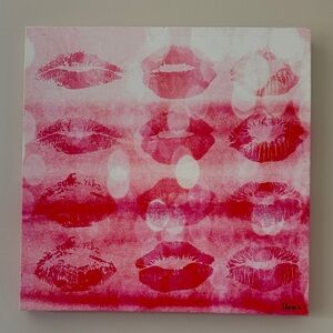 Red Lip Print Canvas Art